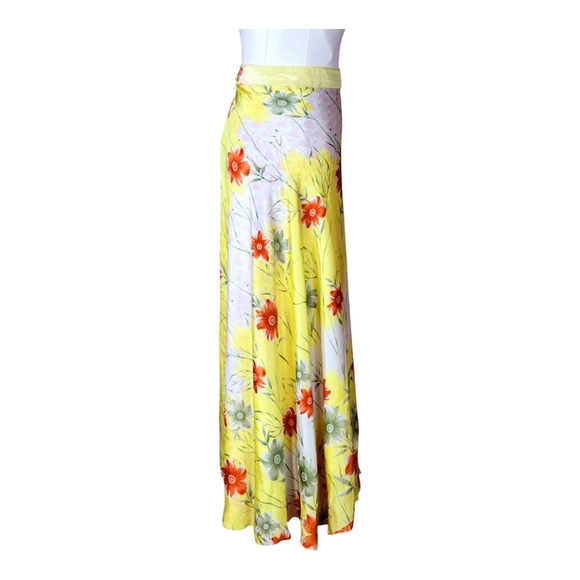 Reversible 100% Silk Wrap Skirt Flowy Boho Floral One Size Fits Most - Picture 2 of 16
